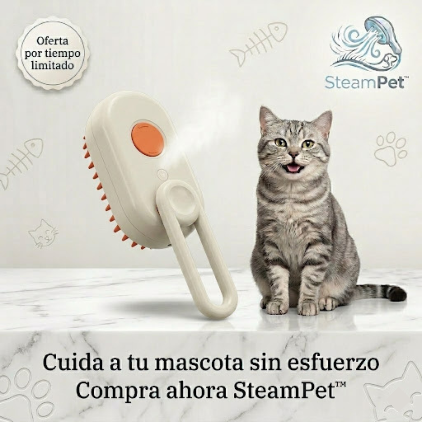 SteamPet™ Cepillo de Vapor Para Mascotas [Remove pelos y limpia con facilidad]