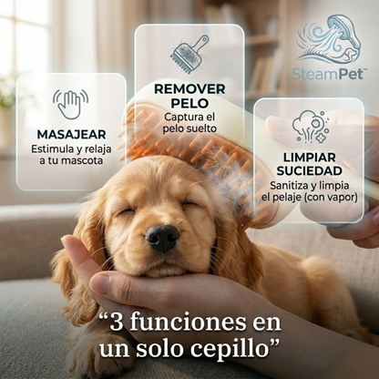 SteamPet™ Cepillo de Vapor Para Mascotas [Remove pelos y limpia con facilidad]